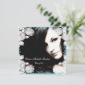 Roze en Blauwgroen Blue Girls Foto Afstuderen Kaart (Staand voorkant)