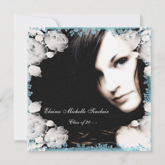 Roze en Blauwgroen Blue Girls Foto Afstuderen Kaart (Voorkant)