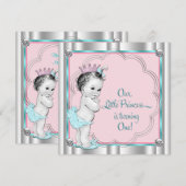 Roze en Blauwgroen Blue Princess 1e verjaardagsfee Kaart (Voorkant / Achterkant)