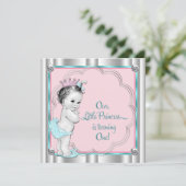 Roze en Blauwgroen Blue Princess 1e verjaardagsfee Kaart (Staand voorkant)