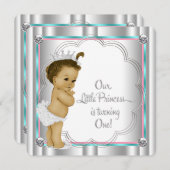 Roze en Blauwgroen Blue Princess 1e verjaardagsfee Kaart (Voorkant / Achterkant)