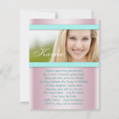 Roze en Blauwgroen Blue Sweet 16 Party Kaart (Achterkant)