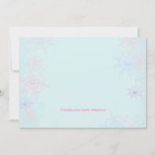 Roze en Blauwgroen Blue Winter Wonderland Party Kaart (Achterkant)
