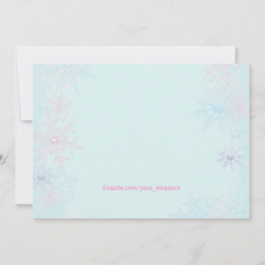 Roze en Blauwgroen Blue Winter Wonderland Party Kaart (Achterkant)