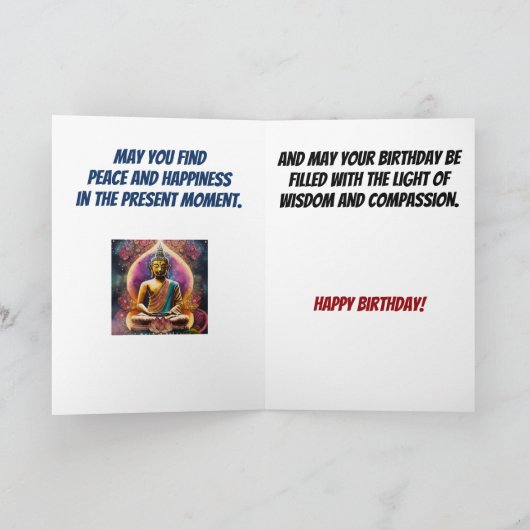Roze en Blauwgroen Boeddha Verjaardag Kaart (Binnen)