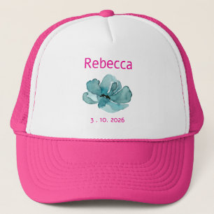 Roze en Blauwgroen Botanische Gift Party Favoriet Trucker Pet