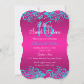 Roze en Blauwgroen, braal, gezoet 16 Invite Kaart (Voorkant)