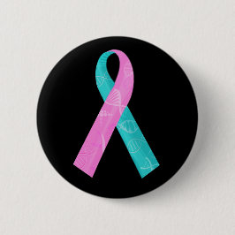 Roze en Blauwgroen BRCA DNA Lint Ronde Button 5,7 Cm