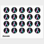 Roze en Blauwgroen BRCA DNA Lint Ronde Sticker (Vel)