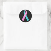 Roze en Blauwgroen BRCA DNA Lint Ronde Sticker (Tas)