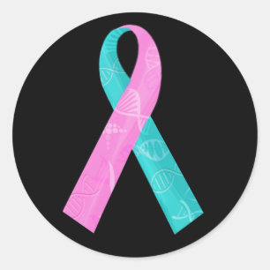 Roze en Blauwgroen BRCA DNA Lint Ronde Sticker