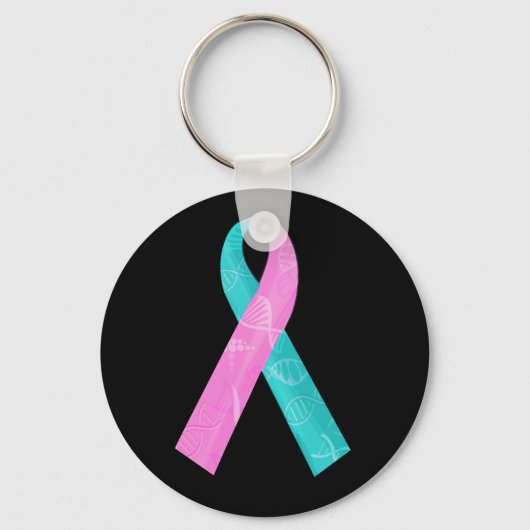Roze en Blauwgroen BRCA DNA Lint Sleutelhanger (Voorkant)
