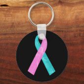 Roze en Blauwgroen BRCA DNA Lint Sleutelhanger (Voorkant)