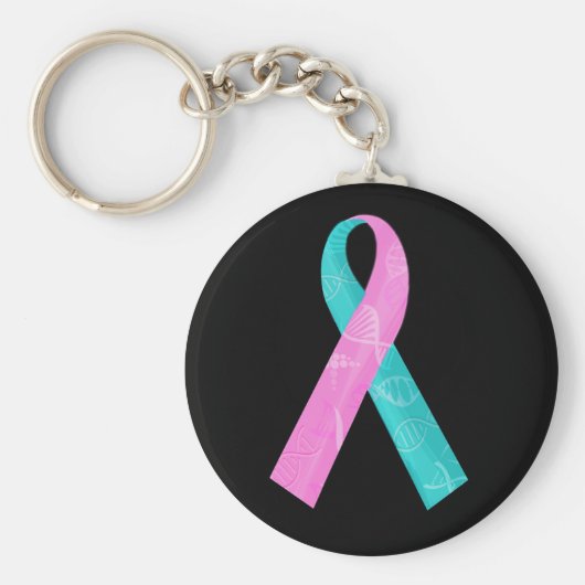 Roze en Blauwgroen BRCA DNA Lint Sleutelhanger (Voorkant)
