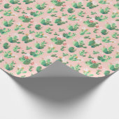 Roze en Blauwgroen Cactus Southwestern Gift Wrap Cadeaupapier (Hoek)