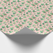 Roze en Blauwgroen Cactus - Zuidwestelijk Verpakki Cadeaupapier (Hoek)