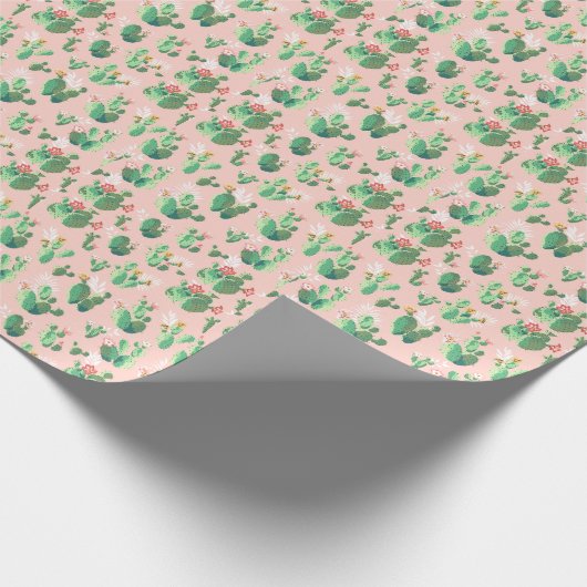 Roze en Blauwgroen Cactus - Zuidwestelijk Verpakki Cadeaupapier (Hoek)