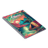  Roze en Blauwgroen Camping gepersonaliseerd Notitieboek (Rechterzijde)