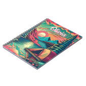  Roze en Blauwgroen Camping gepersonaliseerd Notitieboek (Linkerzijde)