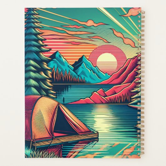 Roze en Blauwgroen Camping gepersonaliseerd Planner (Achterkant)