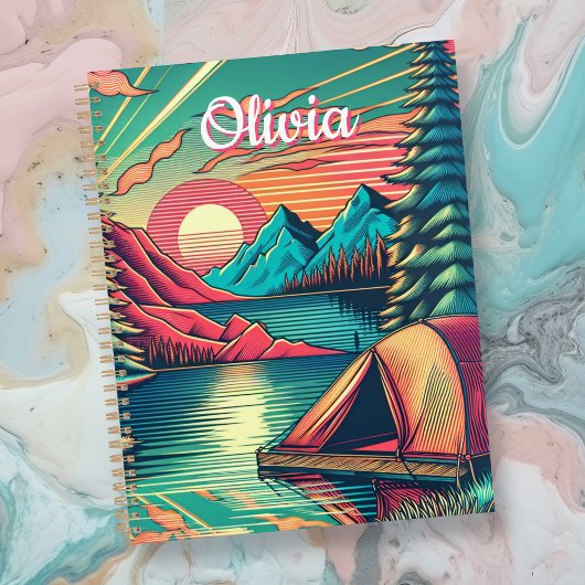 Roze en Blauwgroen Camping gepersonaliseerd Planner