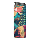 Roze en Blauwgroen Camping gepersonaliseerd Thermosbeker (Geroteerd rechts)
