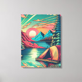  Roze en Blauwgroen Camping Thema Canvas Afdruk (Voorkant)
