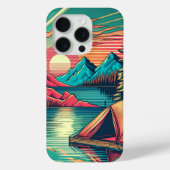 Roze en Blauwgroen Camping Thema Case-Mate iPhone Case (Achterkant)