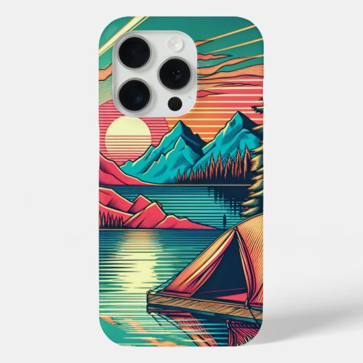  Roze en Blauwgroen Camping Thema Case-Mate iPhone Case (Achterkant)