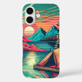  Roze en Blauwgroen Camping Thema Case-Mate iPhone Case (Achterkant)