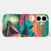  Roze en Blauwgroen Camping Thema Case-Mate iPhone Case (Achterkant (horizontaal))