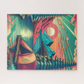 Roze en Blauwgroen Camping Thema Legpuzzel (Horizontaal)