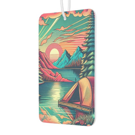  Roze en Blauwgroen Camping Thema Luchtverfrisser (Links)