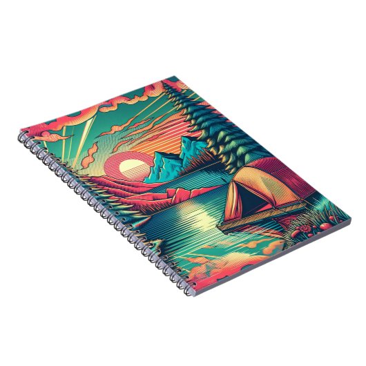  Roze en Blauwgroen Camping Thema Notitieboek (Rechterzijde)