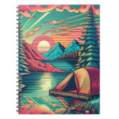  Roze en Blauwgroen Camping Thema Notitieboek (Voorkant)