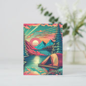  Roze en Blauwgroen Camping thema Verjaardag Briefkaart (Staand voorkant)