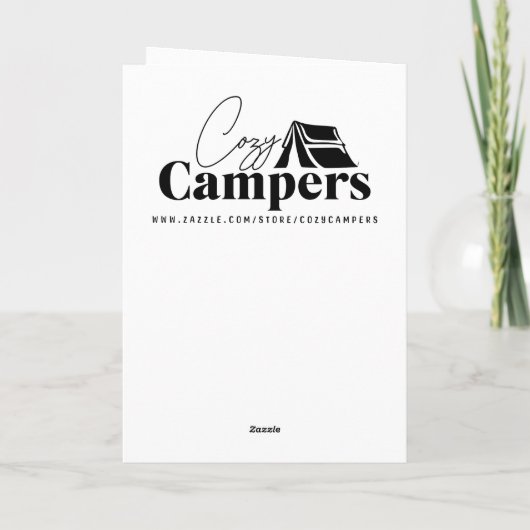  Roze en Blauwgroen Camping thema Verjaardag Kaart (Achterkant)