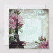 Roze en Blauwgroen Chic Paris Baby shower Kaart (Achterkant)