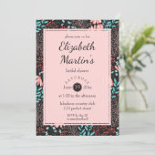 Roze en Blauwgroen donker Vrijgezellenfeest Kaart (Staand voorkant)