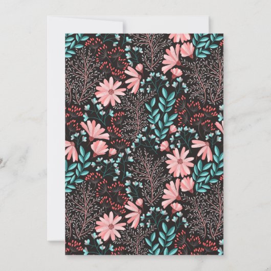 Roze en Blauwgroen donker Vrijgezellenfeest Kaart (Achterkant)