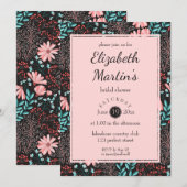 Roze en Blauwgroen donker Vrijgezellenfeest Kaart (Voorkant / Achterkant)