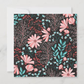 Roze en Blauwgroen donkerbruin patroonhuwelijk Kaart (Achterkant)