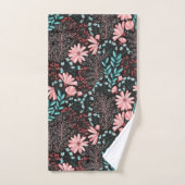 Roze en Blauwgroen, donkere Floral Patroon Bad Handdoek (Handdoek)