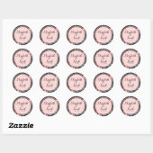 Roze en Blauwgroen, donkere Floral Patroon Ronde Sticker (Vel)
