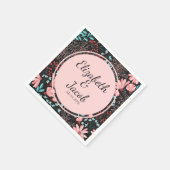 Roze en Blauwgroen, donkere Floral Patroon Servet (Hoek)