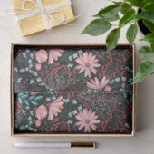 Roze en Blauwgroen, donkere Floral Patroon Tissuepapier (Geschenk)
