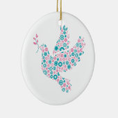 Roze en Blauwgroen DOVE/RIBBON-versiering Keramisch Ornament (Rechts)