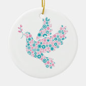 Roze en Blauwgroen DOVE/RIBBON-versiering Keramisch Ornament (Voorkant)