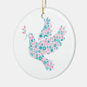 Roze en Blauwgroen DOVE/RIBBON-versiering Keramisch Ornament (Links)