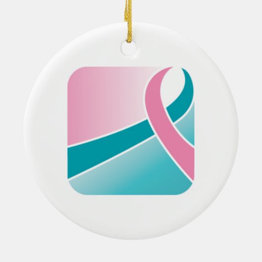 Roze en Blauwgroen DOVE/RIBBON-versiering Keramisch Ornament (Achterkant)